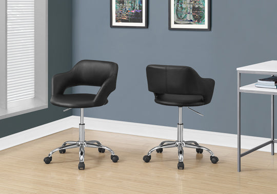 I 7298 Office Chair - Black / Chrome Metal Hydraulic Lift Base - Furniture Depot (7881132212472)