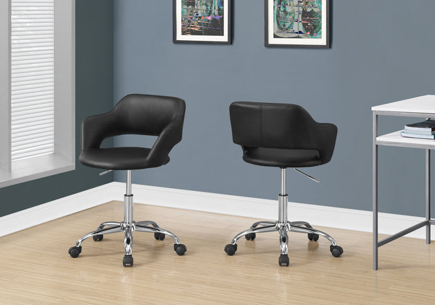 I 7298 Office Chair - Black / Chrome Metal Hydraulic Lift Base - Furniture Depot (7881132212472)