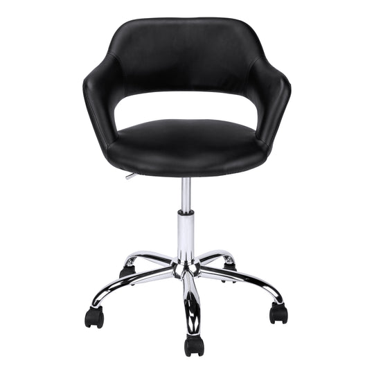 I 7298 Office Chair - Black / Chrome Metal Hydraulic Lift Base - Furniture Depot (7881132212472)