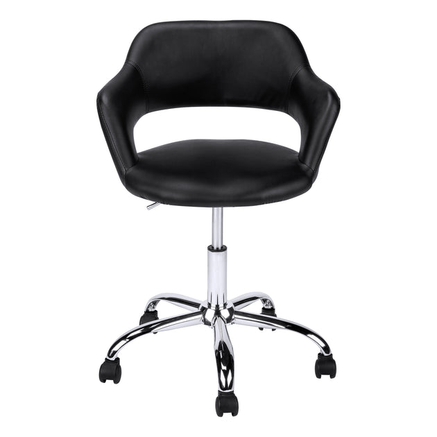 I 7298 Office Chair - Black / Chrome Metal Hydraulic Lift Base - Furniture Depot (7881132212472)
