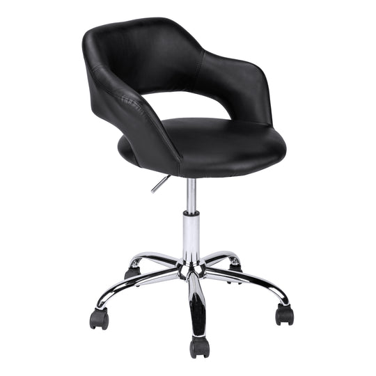 I 7298 Office Chair - Black / Chrome Metal Hydraulic Lift Base - Furniture Depot (7881132212472)