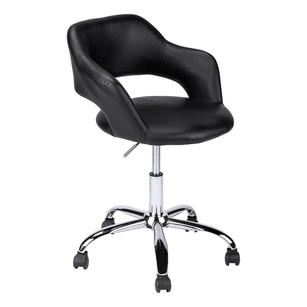 I 7298 Office Chair - Black / Chrome Metal Hydraulic Lift Base - Furniture Depot (7881132212472)