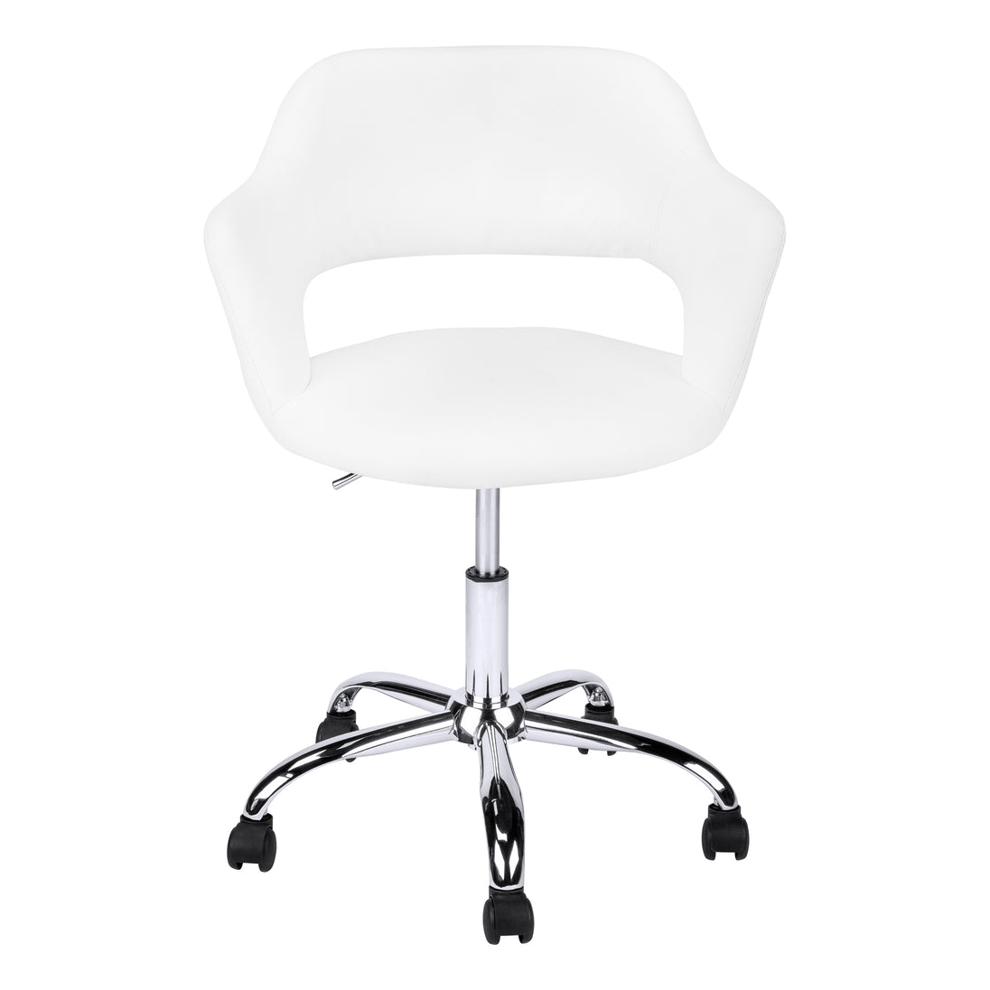 I 7299 Office Chair - White / Chrome Metal Hydraulic Lift Base - Furniture Depot