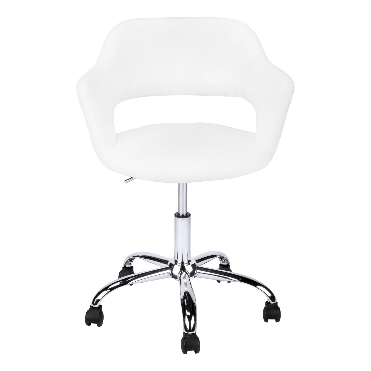 I 7299 Office Chair - White / Chrome Metal Hydraulic Lift Base - Furniture Depot