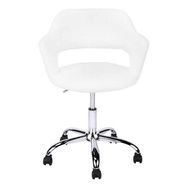 I 7299 Office Chair - White / Chrome Metal Hydraulic Lift Base - Furniture Depot