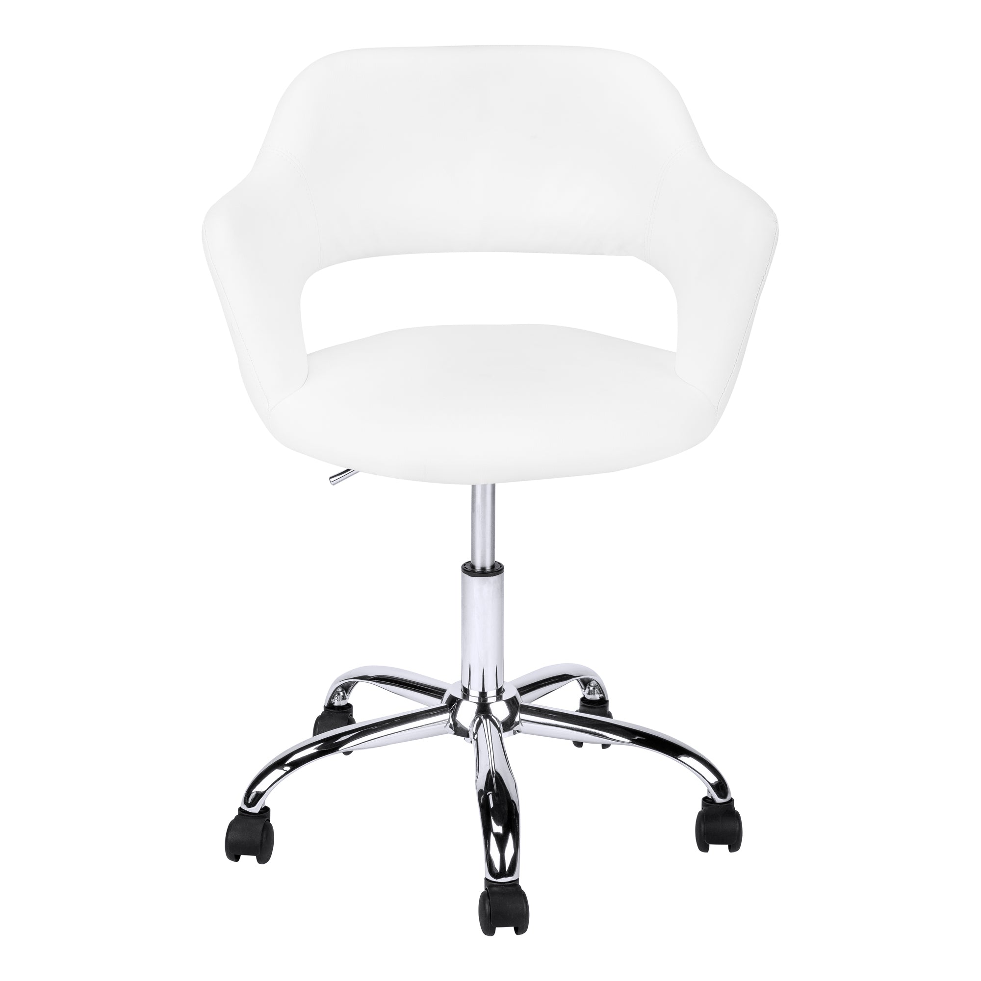 I 7299 Office Chair - White / Chrome Metal Hydraulic Lift Base – Furniture  Depot