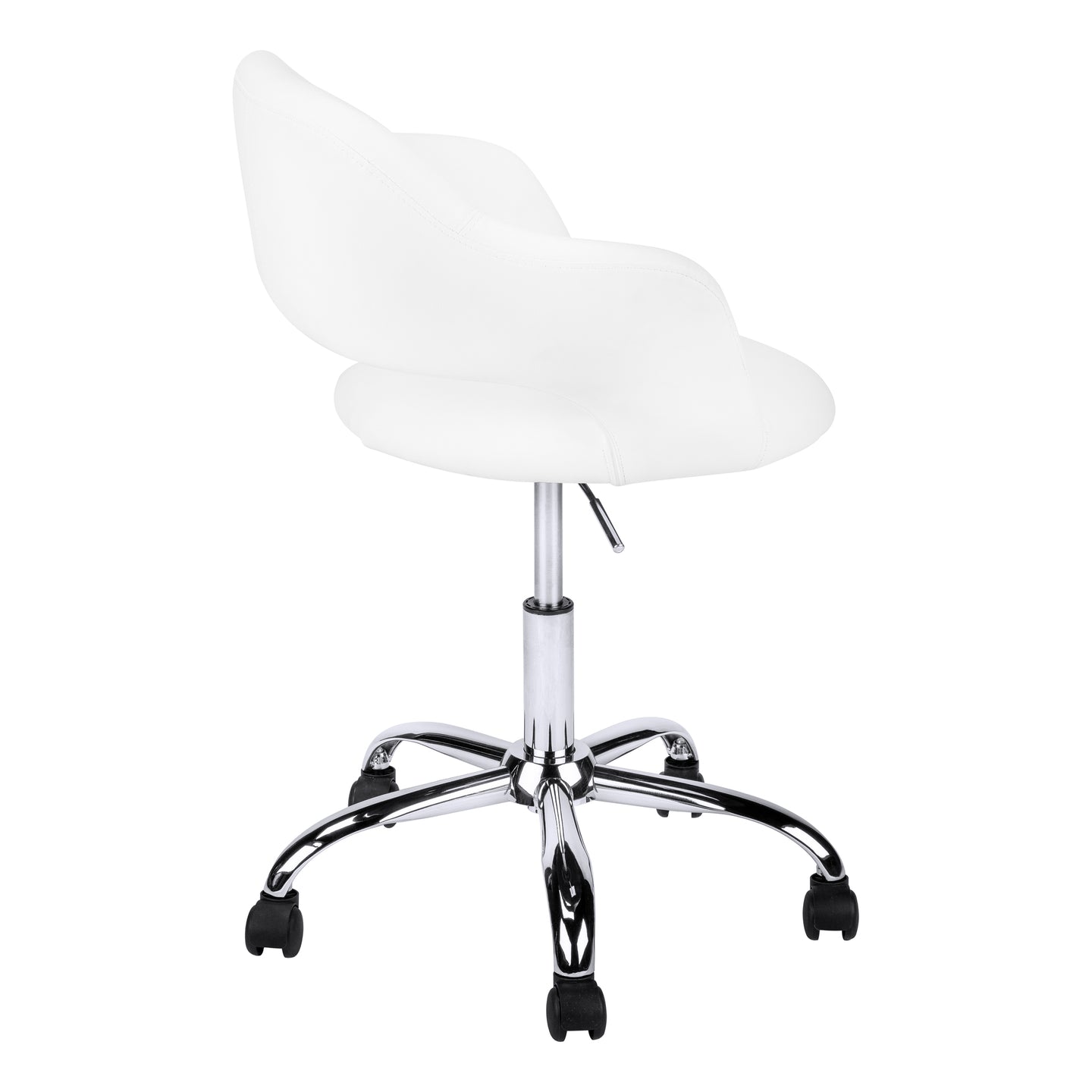 I 7299 Office Chair - White / Chrome Metal Hydraulic Lift Base - Furniture Depot