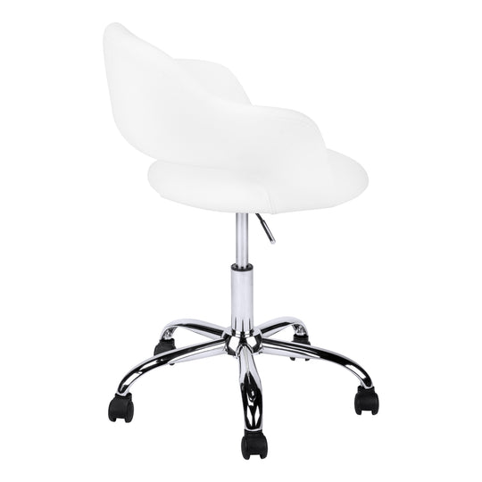 I 7299 Office Chair - White / Chrome Metal Hydraulic Lift Base - Furniture Depot