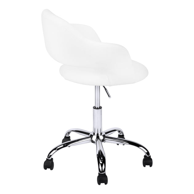 I 7299 Office Chair - White / Chrome Metal Hydraulic Lift Base - Furniture Depot