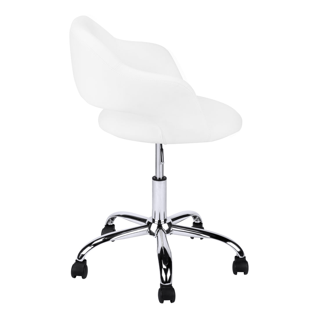 I 7299 Office Chair - White / Chrome Metal Hydraulic Lift Base - Furniture Depot
