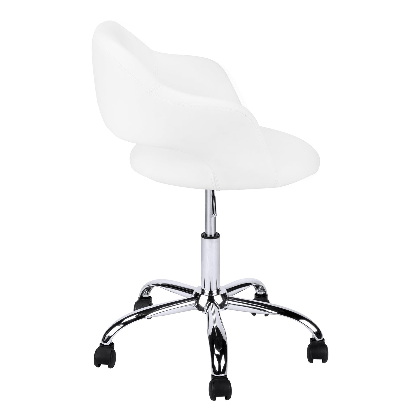 I 7299 Office Chair - White / Chrome Metal Hydraulic Lift Base - Furniture Depot