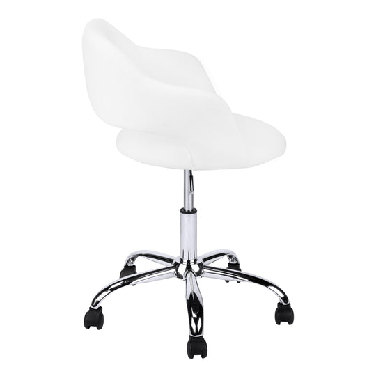 I 7299 Office Chair - White / Chrome Metal Hydraulic Lift Base - Furniture Depot