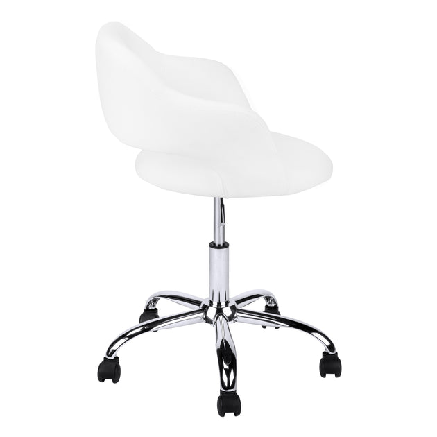 I 7299 Office Chair - White / Chrome Metal Hydraulic Lift Base - Furniture Depot