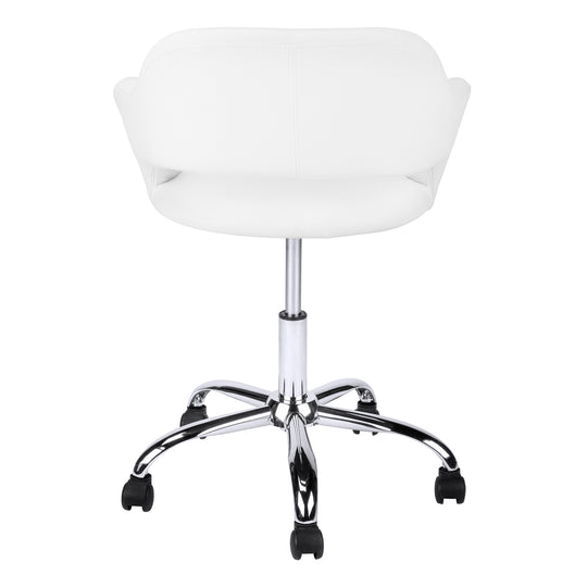 I 7299 Office Chair - White / Chrome Metal Hydraulic Lift Base - Furniture Depot