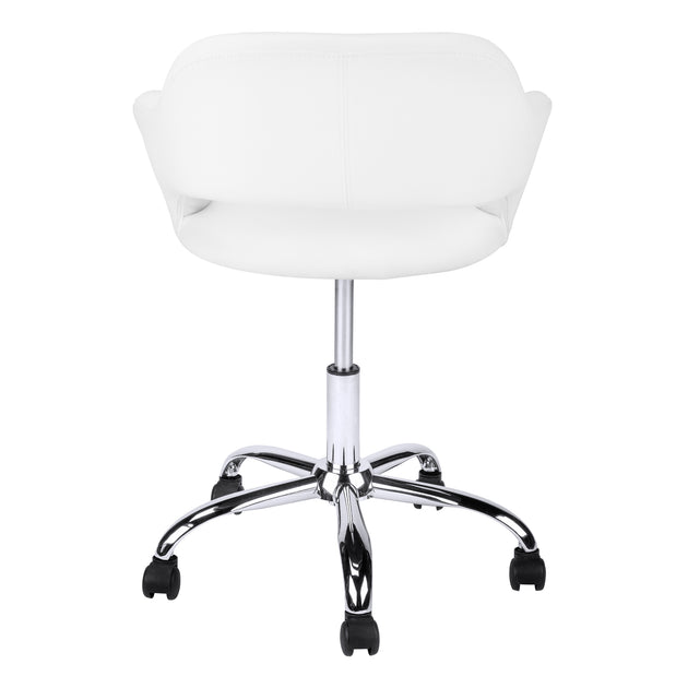 I 7299 Office Chair - White / Chrome Metal Hydraulic Lift Base - Furniture Depot