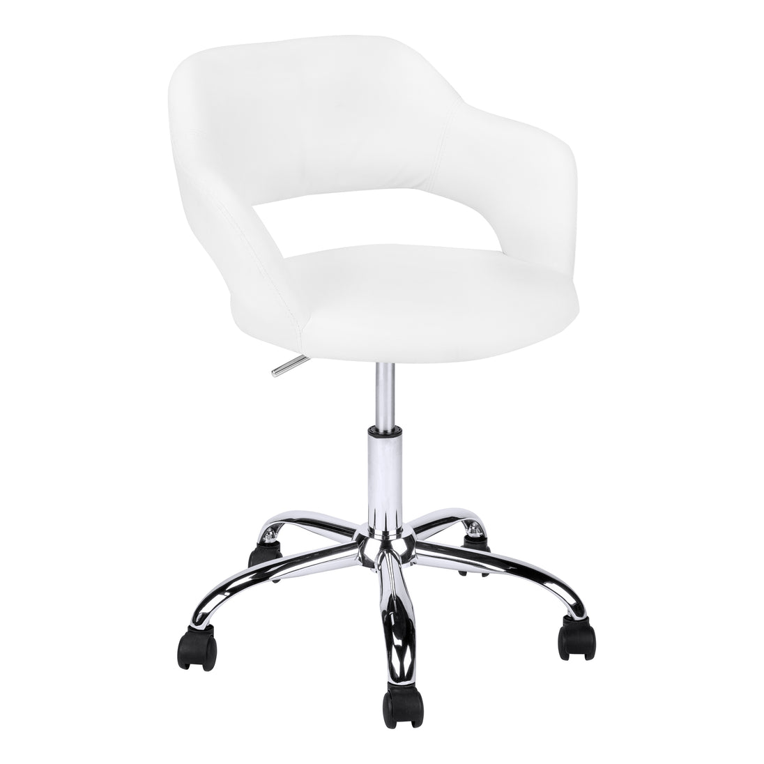 I 7299 Office Chair - White / Chrome Metal Hydraulic Lift Base - Furniture Depot