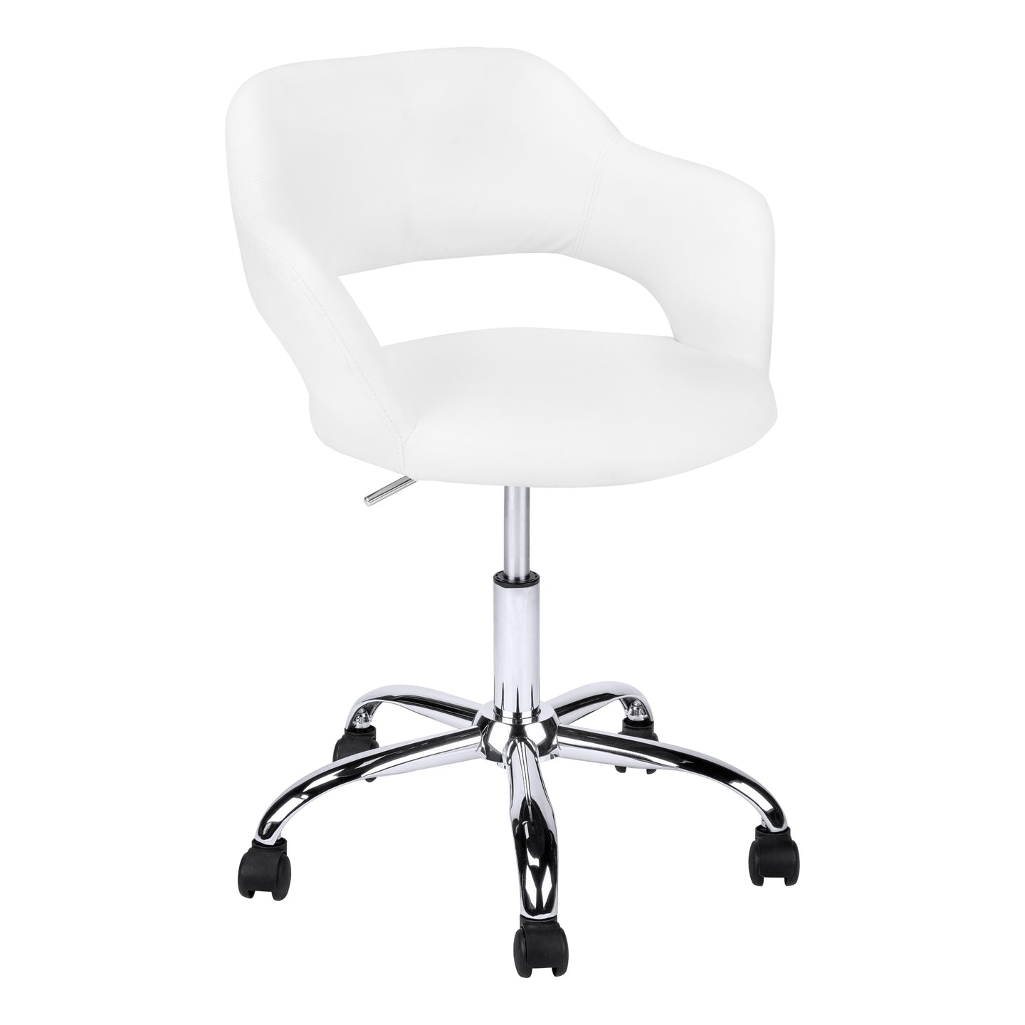 I 7299 Office Chair - White / Chrome Metal Hydraulic Lift Base - Furniture Depot