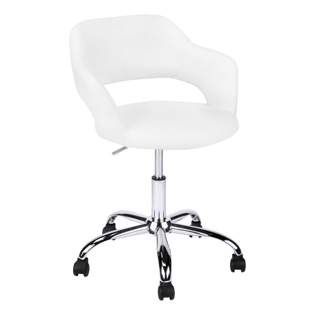 I 7299 Office Chair - White / Chrome Metal Hydraulic Lift Base - Furniture Depot