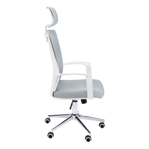 I 7301 Office Chair - White / Grey Fabric / High Back Executive - Furniture Depot (7881132310776)