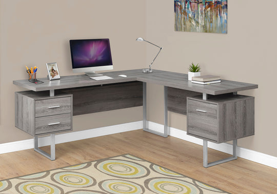 I 7304 Computer Desk - 70"L / Dark Taupe Left Or Right Facing - Furniture Depot