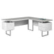 I 7307 Computer Desk - 70"L White / Cement-Look Left/Right Face - Furniture Depot