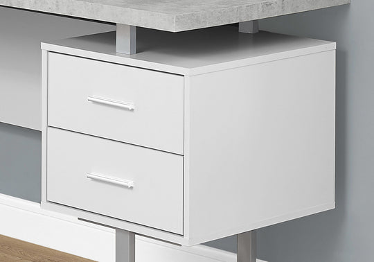 I 7307 Computer Desk - 70"L White / Cement-Look Left/Right Face - Furniture Depot