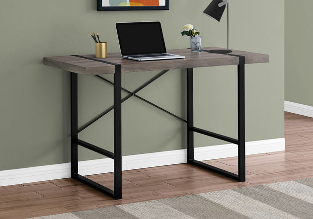 I 7310 Computer Desk - 48"L / Dark Taupe / Black Metal - Furniture Depot (7881132507384)