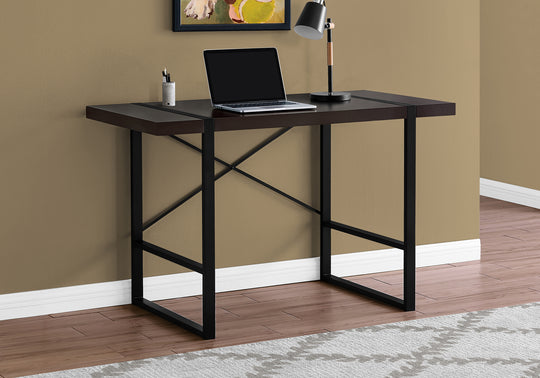 I 7311 Computer Desk - 48"L / Espresso / Black Metal - Furniture Depot