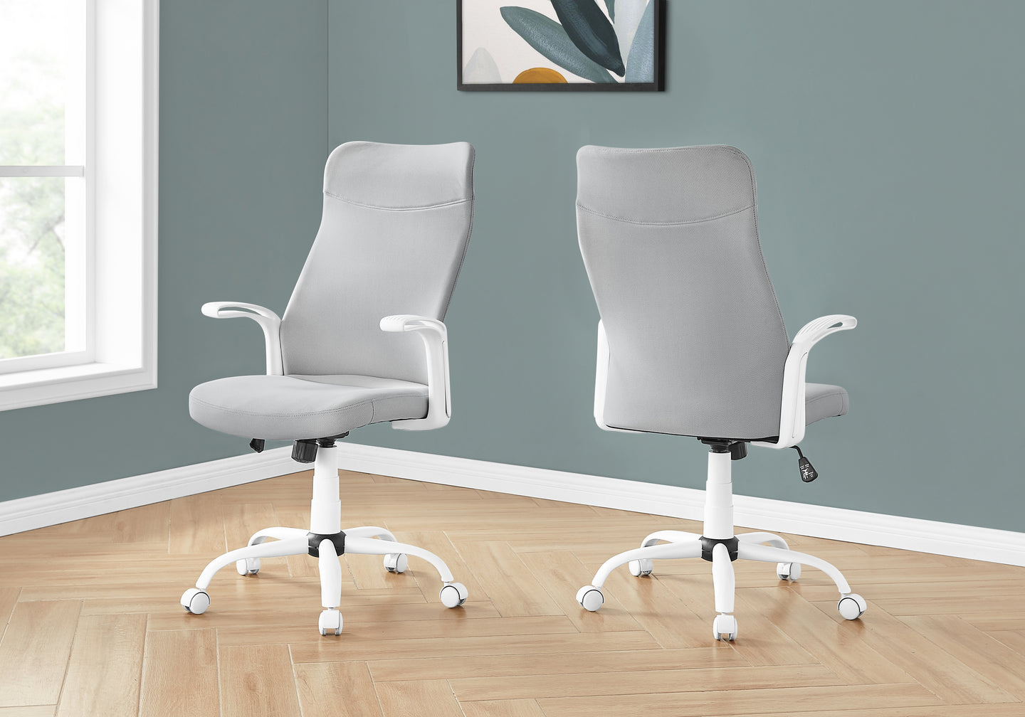 I 7324 Office Chair - White / Grey Fabric / Multi Position - Furniture Depot (7881132998904)