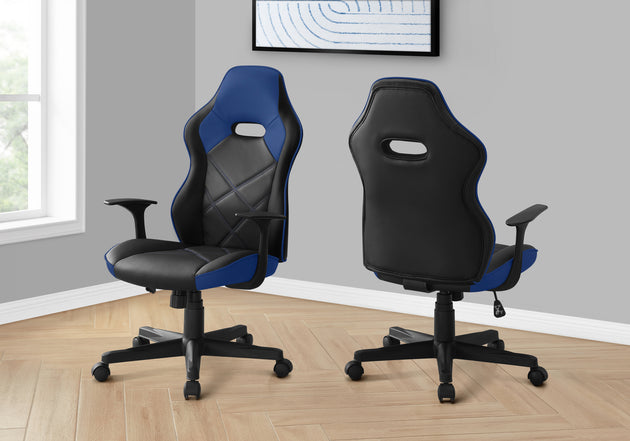 I 7328 Office Chair - Gaming / Black / Blue Leather-Look - Furniture Depot