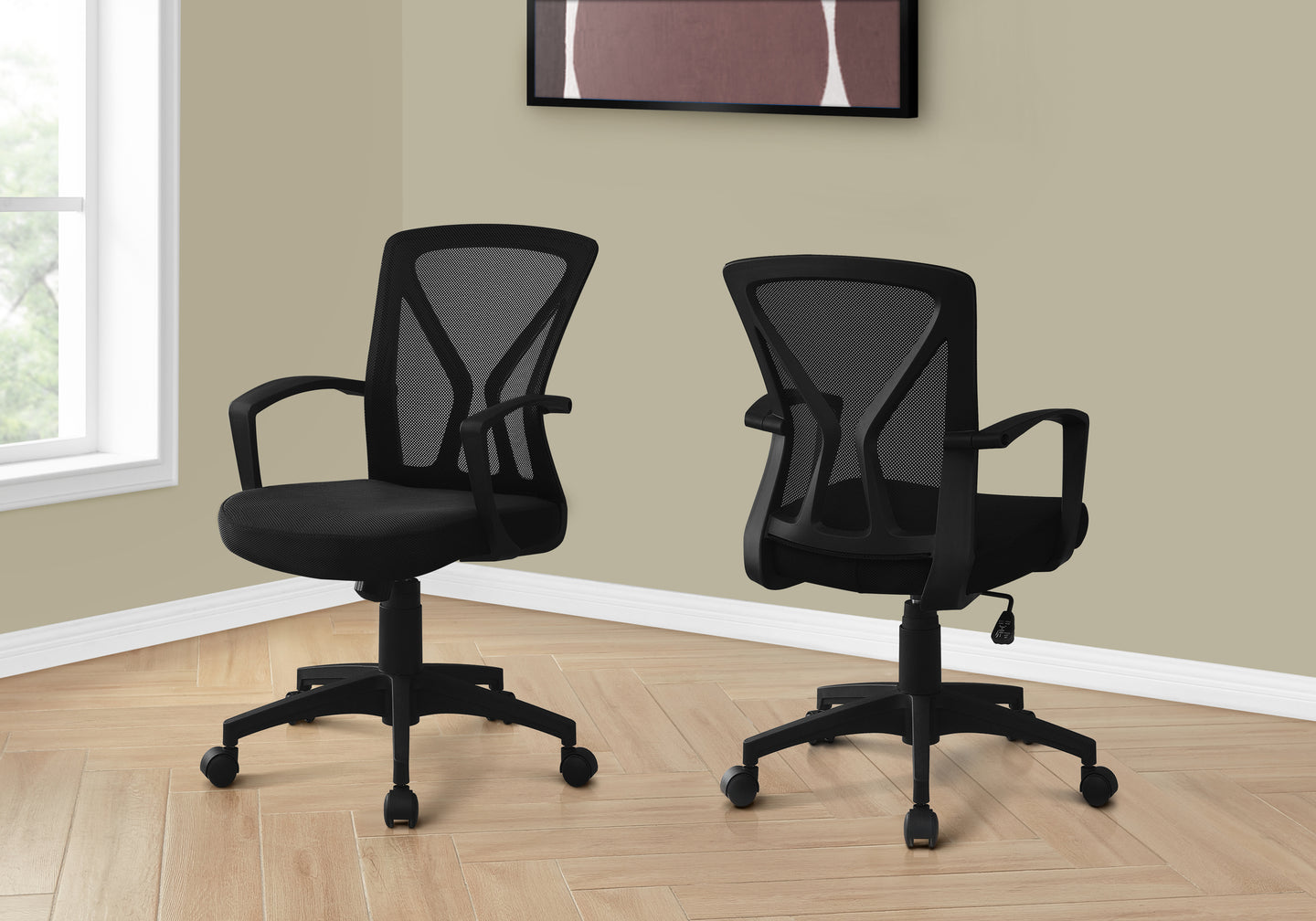 I 7339 Office Chair - Black / Black Base On Castors - Furniture Depot