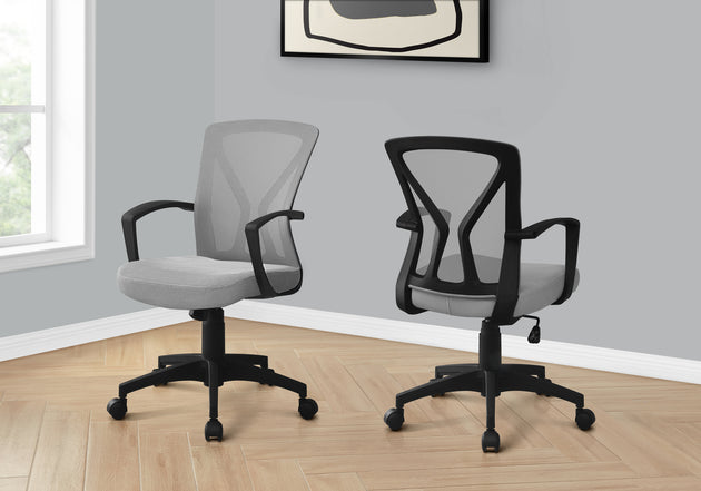 I 7340 Office Chair - Grey / Black Base On Castors - Furniture Depot