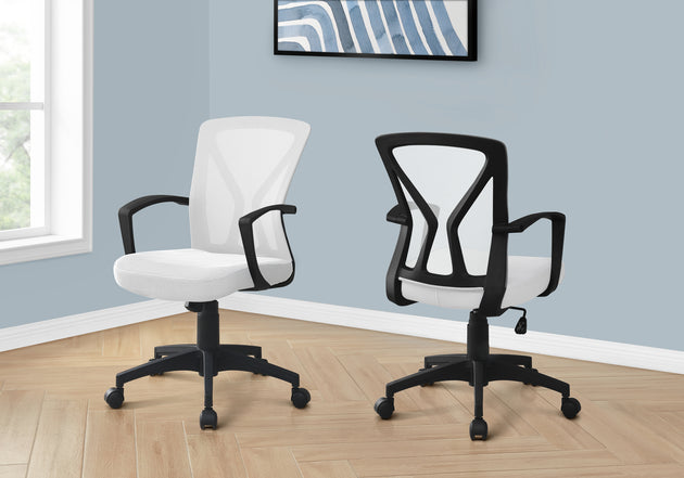 I 7341 Office Chair - White / Black Base On Castors - Furniture Depot (7881133654264)
