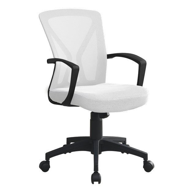 I 7341 Office Chair - White / Black Base On Castors - Furniture Depot (7881133654264)