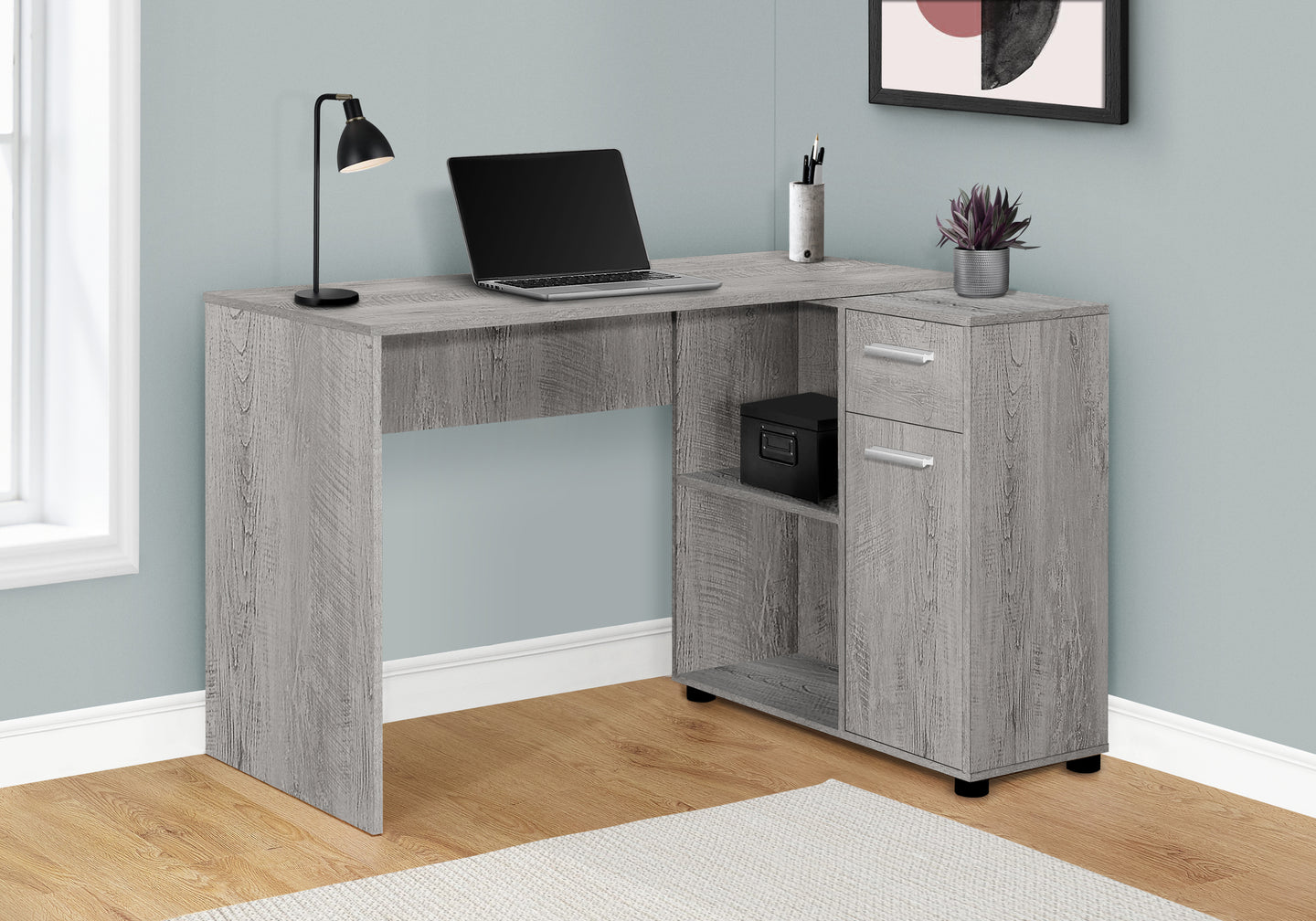 I 7346 Computer Desk - 46"L / Industrial Grey / Storage Cabinet - Furniture Depot (7881133687032)