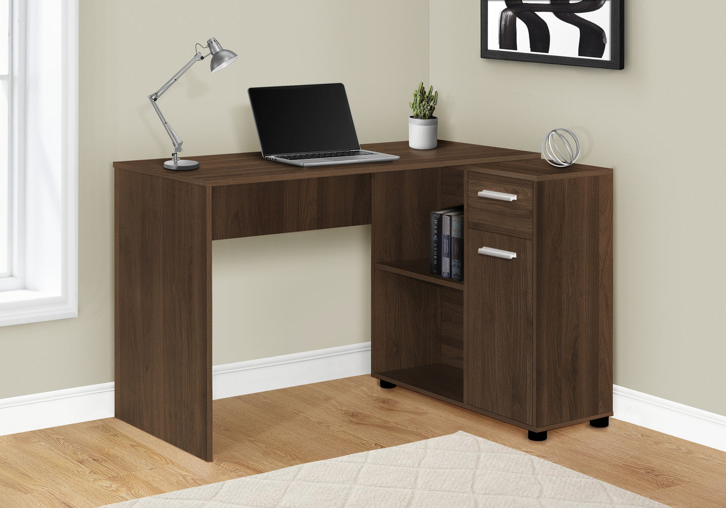 I 7348 Computer Desk - 46"L / Dark Walnut / Storage Cabinet - Furniture Depot (7881133719800)