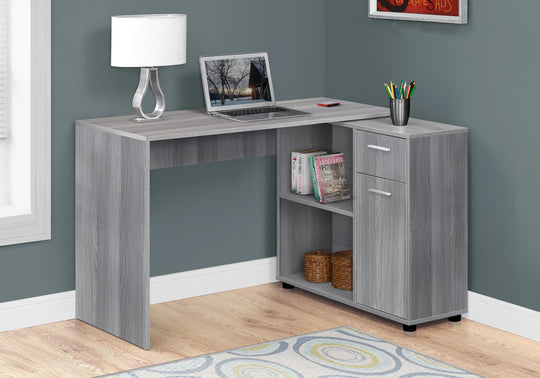 I 7351 Computer Desk - 46"L / Grey With A Storage Cabinet - Furniture Depot (7881133850872)