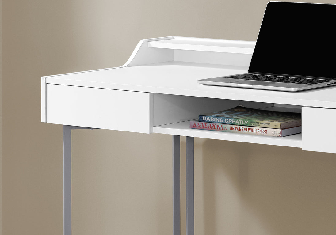 I 7361 Computer Desk - 48"L / White / Silver Metal - Furniture Depot (7881133916408)