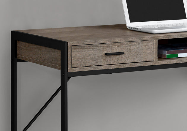 I 7365 Computer Desk - 48"L / Dark Taupe / Black Metal - Furniture Depot