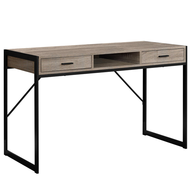 I 7365 Computer Desk - 48"L / Dark Taupe / Black Metal - Furniture Depot