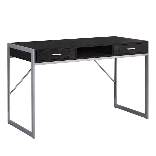 I 7366 Computer Desk - 48"L / Espresso / Silver Metal - Furniture Depot