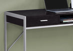 I 7366 Computer Desk - 48"L / Espresso / Silver Metal - Furniture Depot