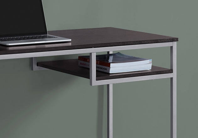 I 7369 Computer Desk - 48"L / Espresso / Silver Metal - Furniture Depot (7881134080248)