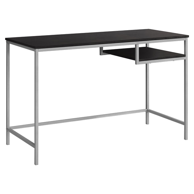 I 7369 Computer Desk - 48"L / Espresso / Silver Metal - Furniture Depot (7881134080248)