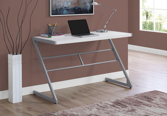 I 7372 Computer Desk - 48"L / White / Silver Metal - Furniture Depot
