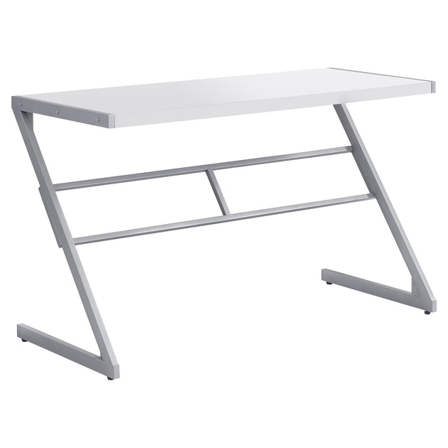 I 7372 Computer Desk - 48"L / White / Silver Metal - Furniture Depot