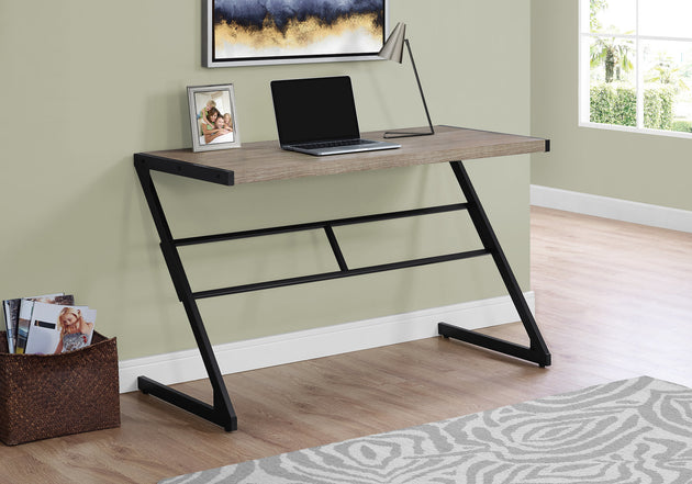 I 7373 Computer Desk - 48"L / Dark Taupe / Black Metal - Furniture Depot