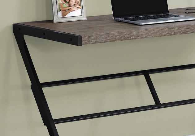 I 7373 Computer Desk - 48"L / Dark Taupe / Black Metal - Furniture Depot