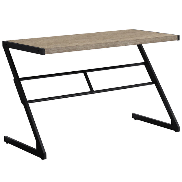 I 7373 Computer Desk - 48"L / Dark Taupe / Black Metal - Furniture Depot
