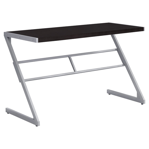 I 7374 Computer Desk - 48"L / Espresso / Silver Metal - Furniture Depot